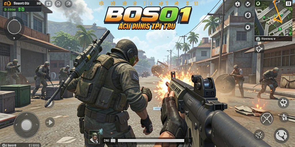 Tampilan gameplay seru di BOS01 dengan aksi TPS yang intens.