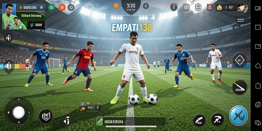 Tampilan gameplay yang mendebarkan dalam EMPATI138 dengan aksi sepak bola nyata.