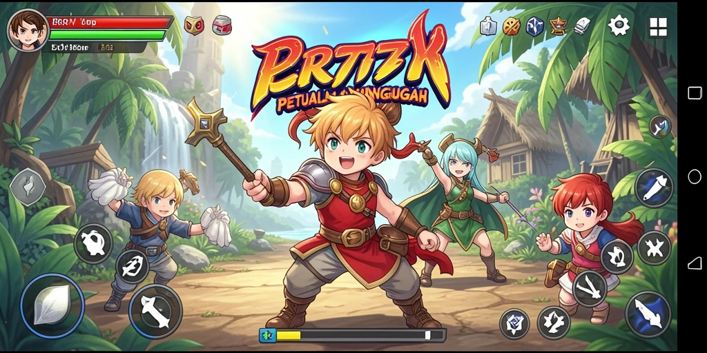 Screenshot dari gameplay ER777 menampilkan karakter anime yang dinamis.
