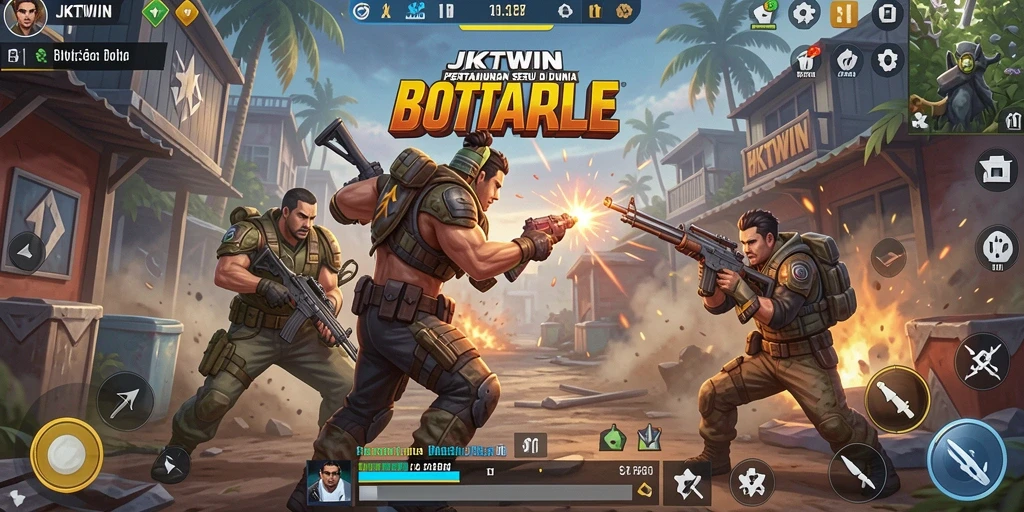 Tampilan gameplay JKTWIN yang mendebarkan di medan perang.
