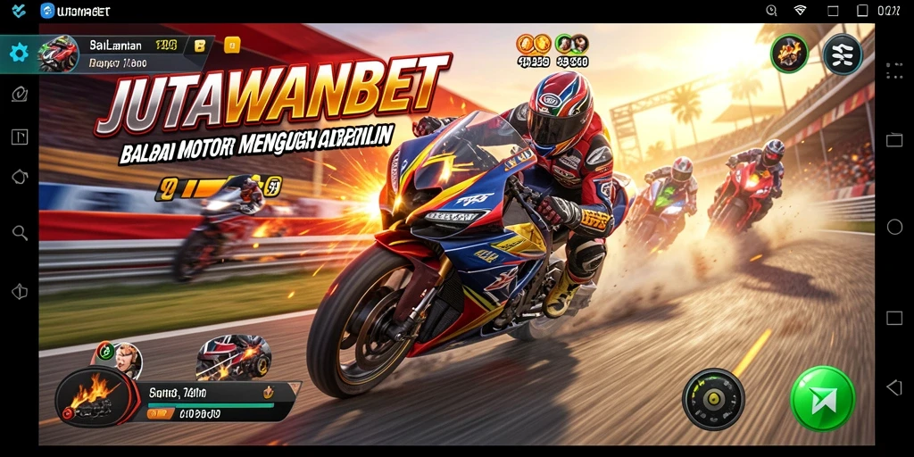 Gameplay balapan motor yang seru dan penuh tantangan.