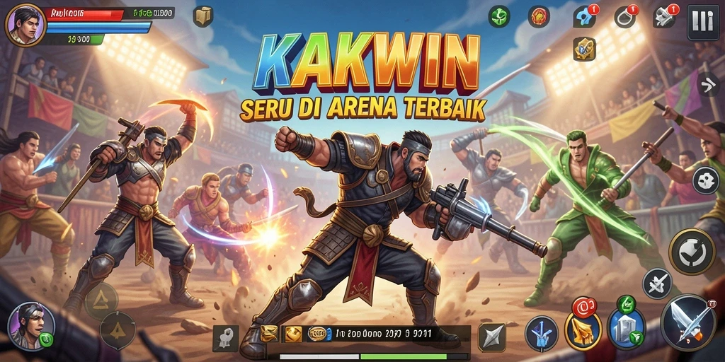 Tampilan screenshot KAKWIN yang menunjukkan pertarungan mendebarkan.