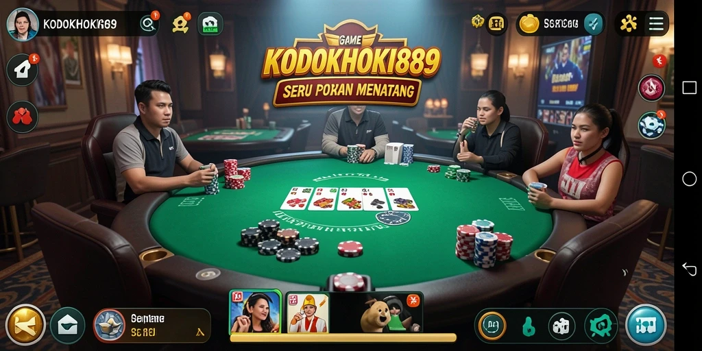 Screenshot gameplay KODOKHOKI889 menampilkan aksi seru permainan Poker.