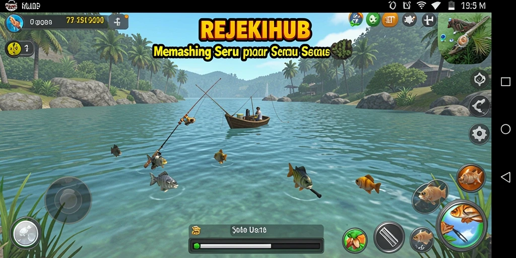 Tampilan gameplay saat memancing di REJEKIHUB yang seru dan menantang.