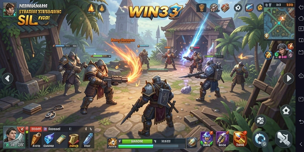 Screenshot utama WIN33 menunjukkan intensitas gameplay strategi yang mendebarkan.